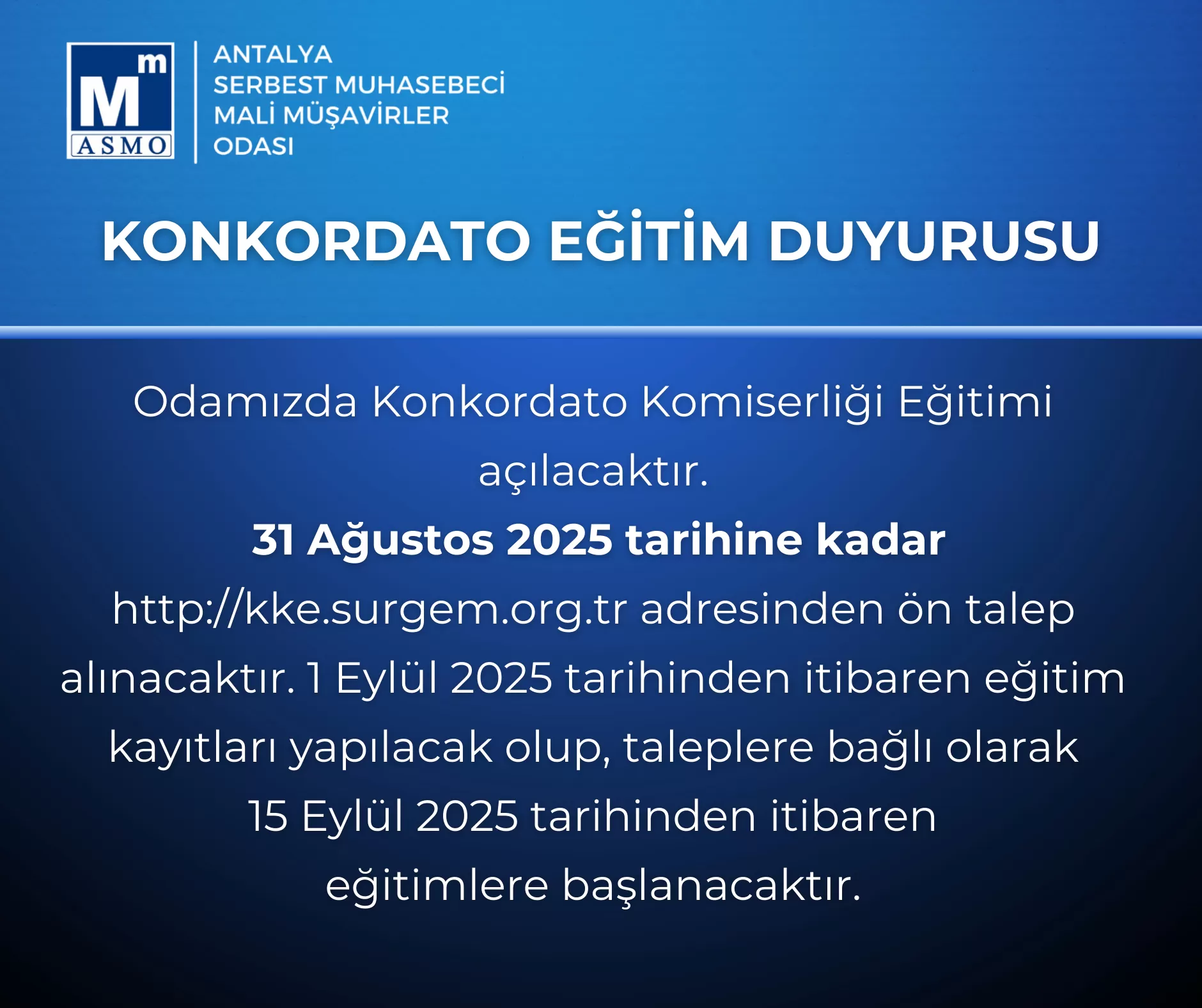 Konkordato Komiserliği Eğitim Başvuruları Başladı